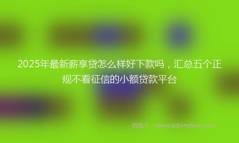 2025年最新薪享贷怎么样好下款吗，汇总五个正规不看征信的小额贷款平台