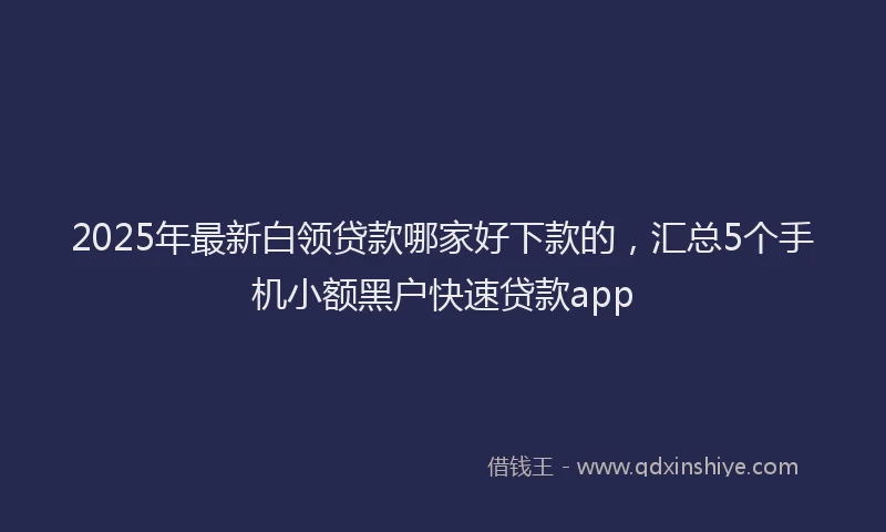2025年最新白领贷款哪家好下款的，汇总5个手机小额黑户快速贷款app