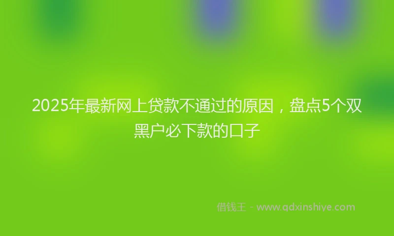 2025年最新网上贷款不通过的原因，盘点5个双黑户必下款的口子