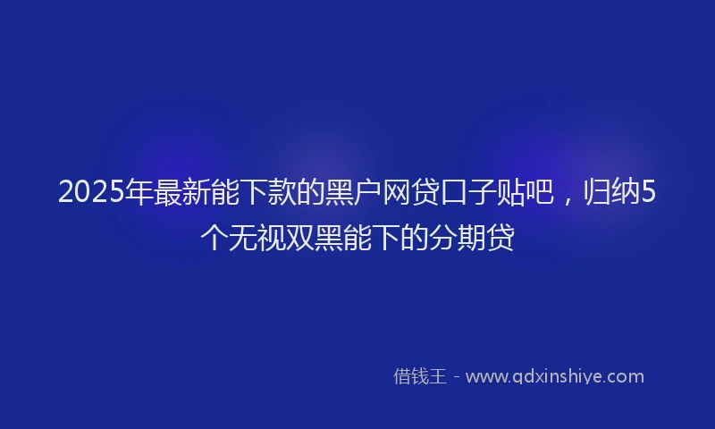 2025年最新能下款的黑户网贷口子贴吧，归纳5个无视双黑能下的分期贷