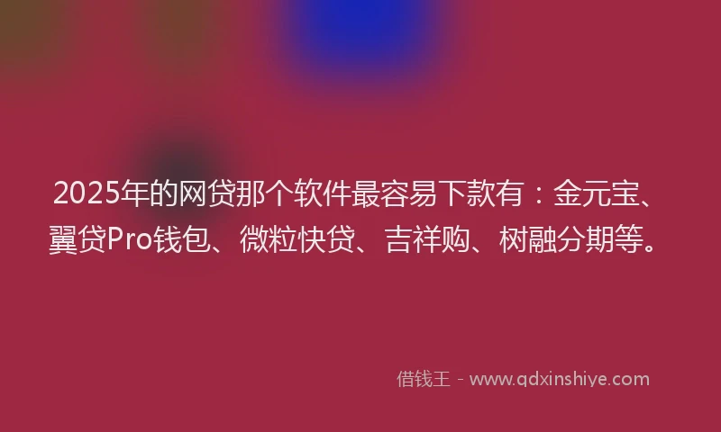 2025年的网贷那个软件最容易下款有：金元宝、翼贷Pro钱包、微粒快贷、吉祥购、树融分期等。