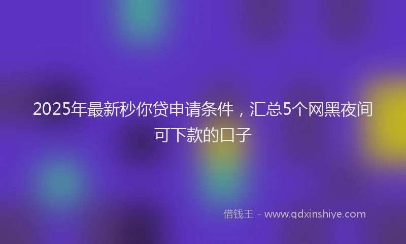 2025年最新秒你贷申请条件，汇总5个网黑夜间可下款的口子