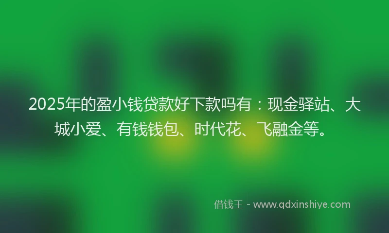 2025年的盈小钱贷款好下款吗有：现金驿站、大城小爱、有钱钱包、时代花、飞融金等。