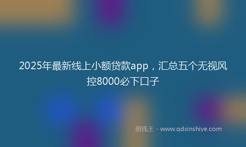 2025年最新线上小额贷款app，汇总五个无视风控8000必下口子