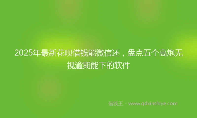 2025年最新花呗借钱能微信还，盘点五个高炮无视逾期能下的软件