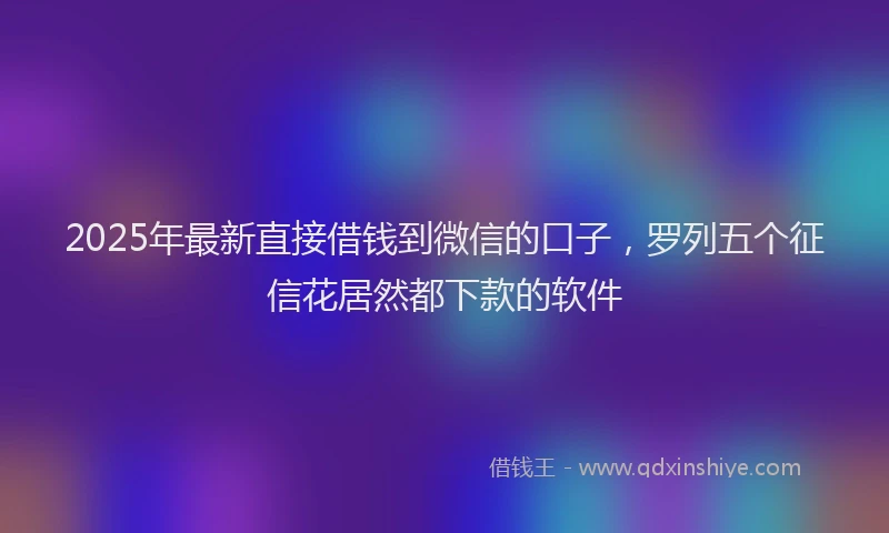 2025年最新直接借钱到微信的口子，罗列五个征信花居然都下款的软件