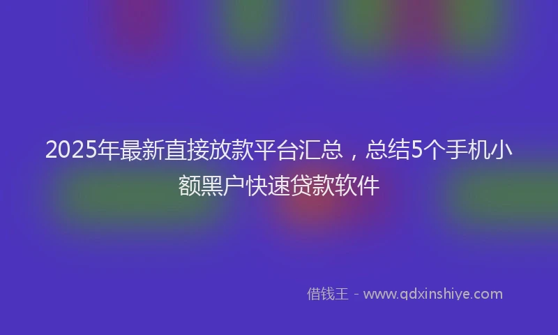 2025年最新直接放款平台汇总，总结5个手机小额黑户快速贷款软件