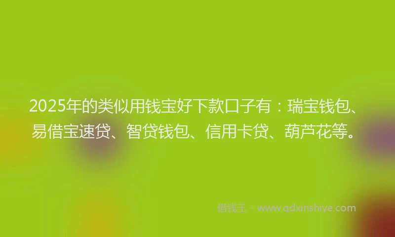 2025年的类似用钱宝好下款口子有：瑞宝钱包、易借宝速贷、智贷钱包、信用卡贷、葫芦花等。