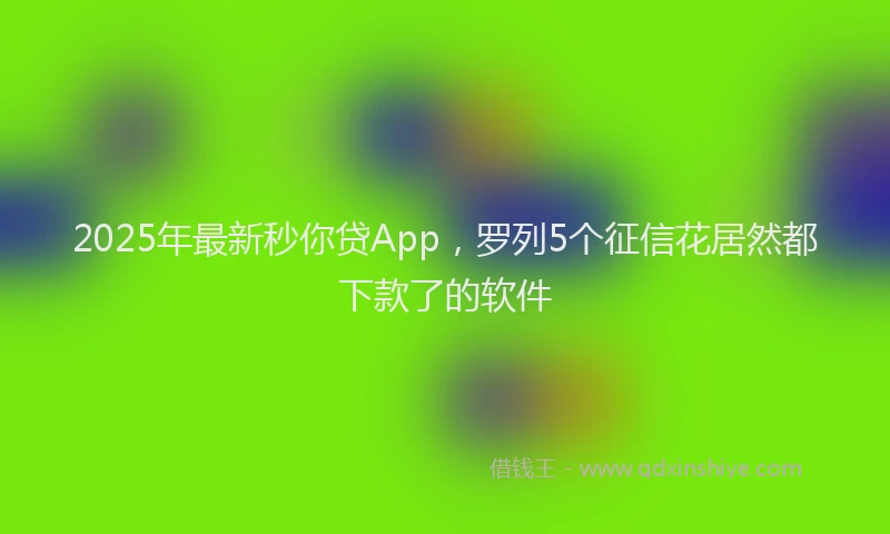 2025年最新秒你贷App，罗列5个征信花居然都下款了的软件