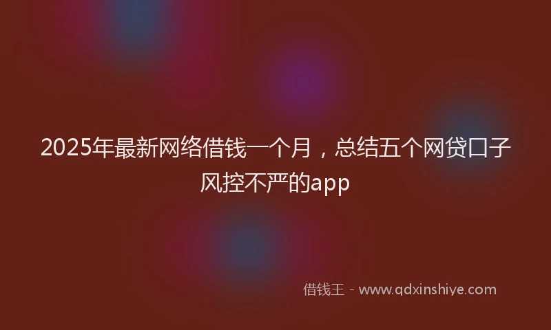 2025年最新网络借钱一个月，总结五个网贷口子风控不严的app