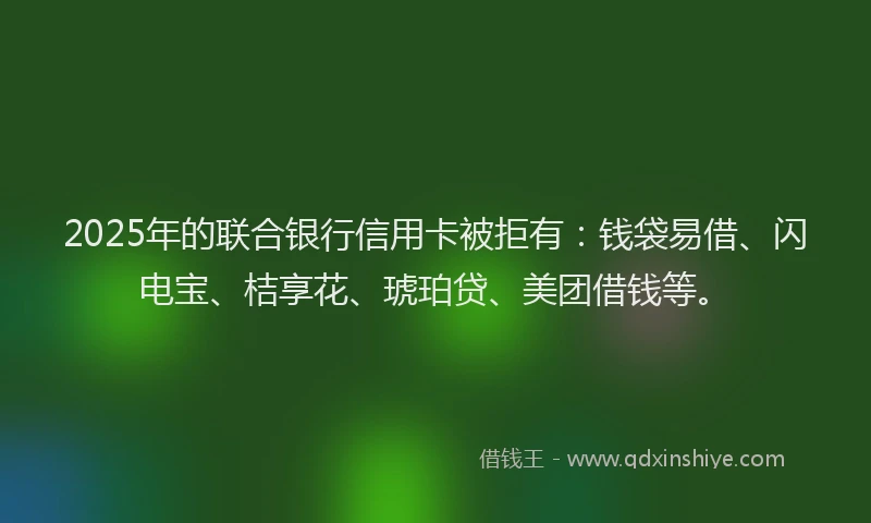 2025年的联合银行信用卡被拒有：钱袋易借、闪电宝、桔享花、琥珀贷、美团借钱等。