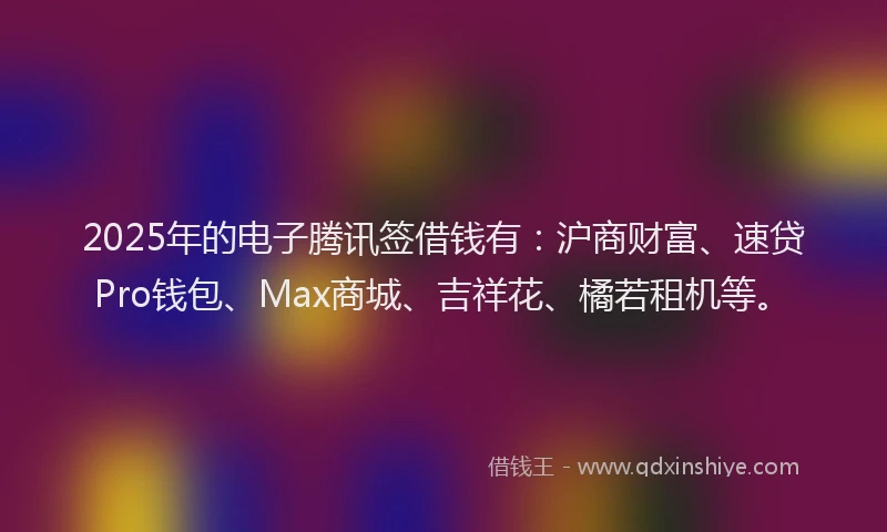 2025年的电子腾讯签借钱有：沪商财富、速贷Pro钱包、Max商城、吉祥花、橘若租机等。