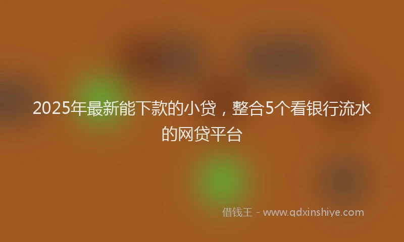 2025年最新能下款的小贷，整合5个看银行流水的网贷平台