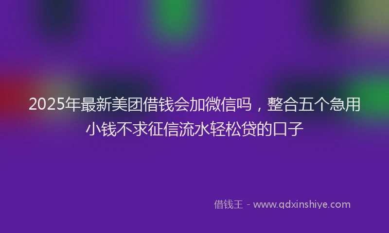 2025年最新美团借钱会加微信吗，整合五个急用小钱不求征信流水轻松贷的口子