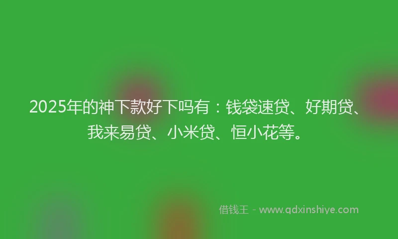 2025年的神下款好下吗有：钱袋速贷、好期贷、我来易贷、小米贷、恒小花等。