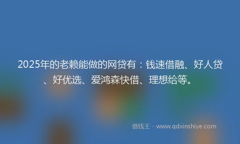 2025年的老赖能做的网贷有：钱速借融、好人贷、好优选、爱鸿森快借、理想给等。