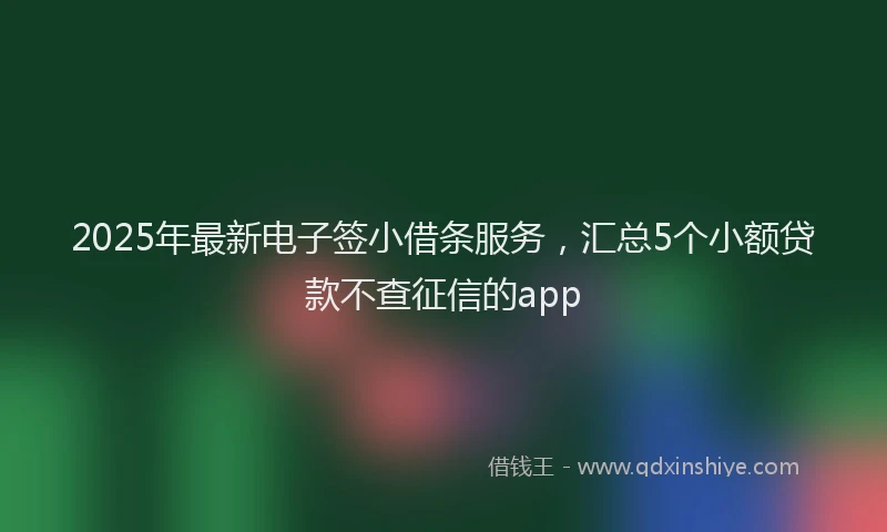2025年最新电子签小借条服务，汇总5个小额贷款不查征信的app