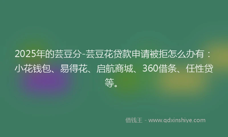 2025年的芸豆分-芸豆花贷款申请被拒怎么办有：小花钱包、易得花、启航商城、360借条、任性贷等。