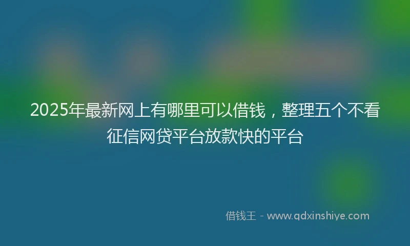 2025年最新网上有哪里可以借钱，整理五个不看征信网贷平台放款快的平台