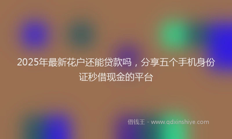 2025年最新花户还能贷款吗，分享五个手机身份证秒借现金的平台