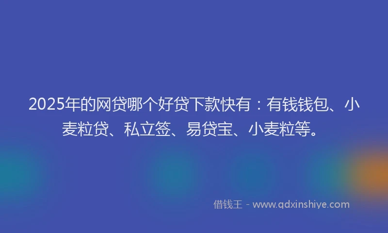 2025年的网贷哪个好贷下款快有：有钱钱包、小麦粒贷、私立签、易贷宝、小麦粒等。