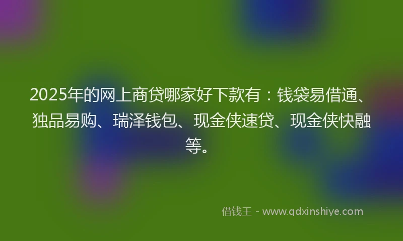 2025年的网上商贷哪家好下款有：钱袋易借通、独品易购、瑞泽钱包、现金侠速贷、现金侠快融等。