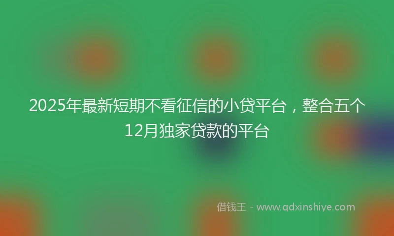 2025年最新短期不看征信的小贷平台，整合五个12月独家贷款的平台