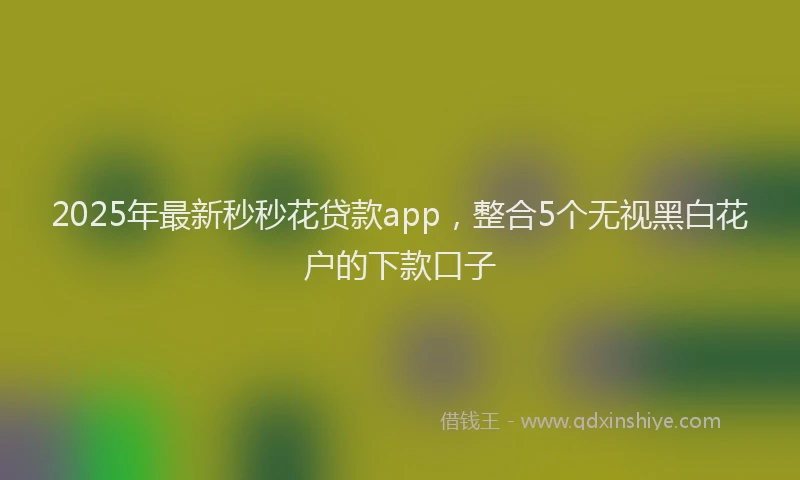 2025年最新秒秒花贷款app，整合5个无视黑白花户的下款口子