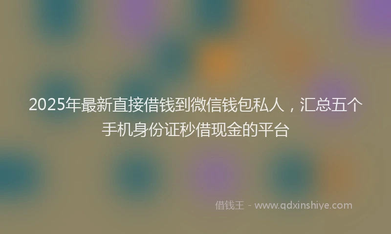 2025年最新直接借钱到微信钱包私人，汇总五个手机身份证秒借现金的平台