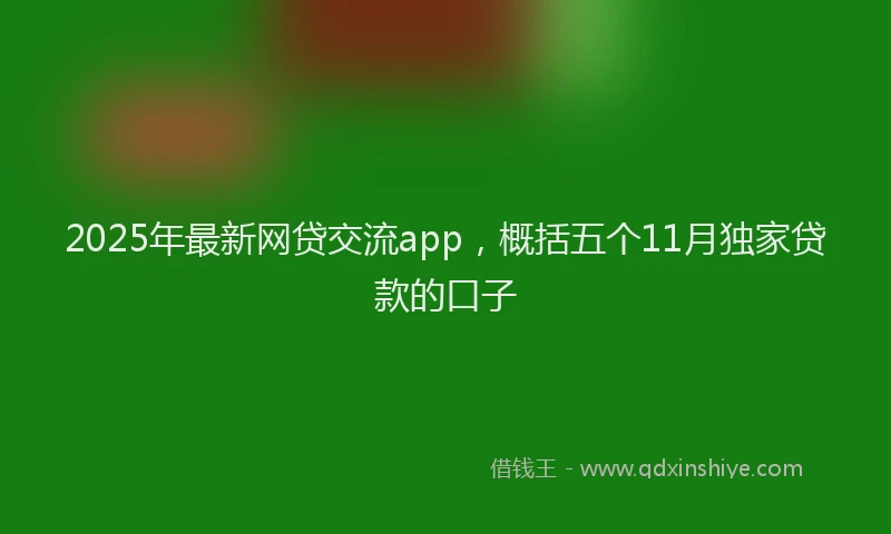 2025年最新网贷交流app，概括五个11月独家贷款的口子