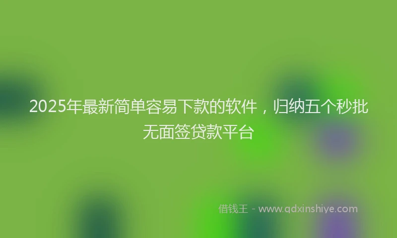 2025年最新简单容易下款的软件，归纳五个秒批无面签贷款平台