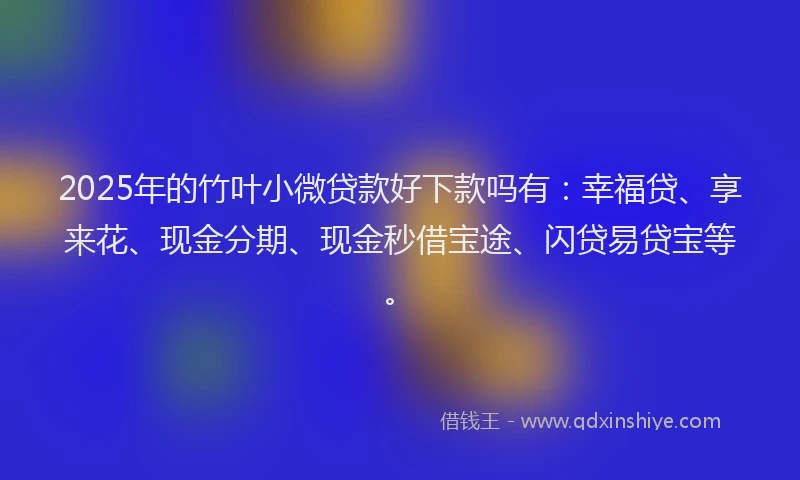 2025年的竹叶小微贷款好下款吗有：幸福贷、享来花、现金分期、现金秒借宝途、闪贷易贷宝等。
