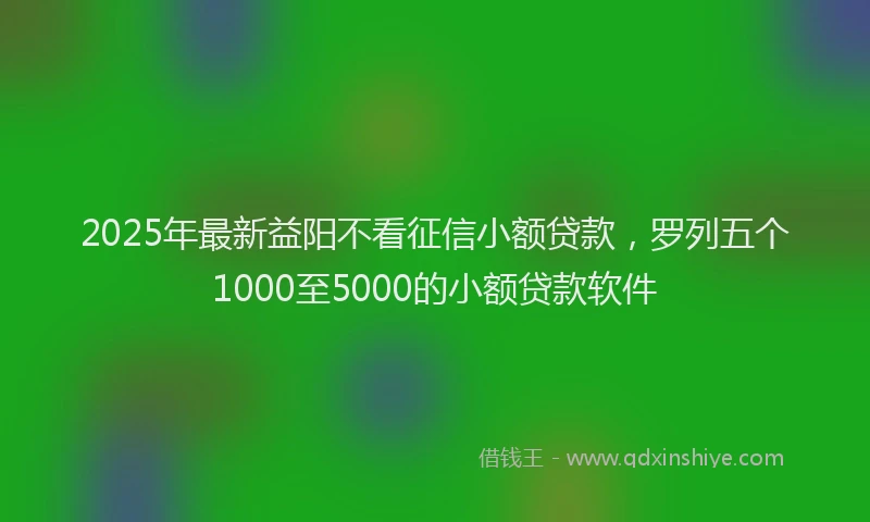 2025年最新益阳不看征信小额贷款，罗列五个1000至5000的小额贷款软件