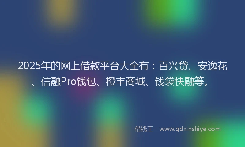 2025年的网上借款平台大全有：百兴贷、安逸花、信融Pro钱包、橙丰商城、钱袋快融等。