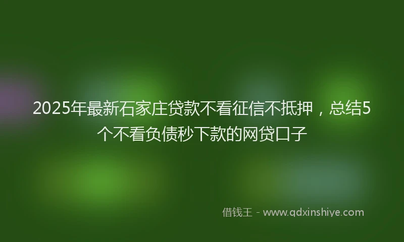 2025年最新石家庄贷款不看征信不抵押，总结5个不看负债秒下款的网贷口子