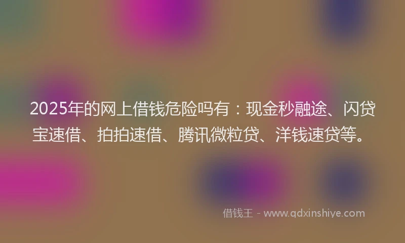 2025年的网上借钱危险吗有：现金秒融途、闪贷宝速借、拍拍速借、腾讯微粒贷、洋钱速贷等。