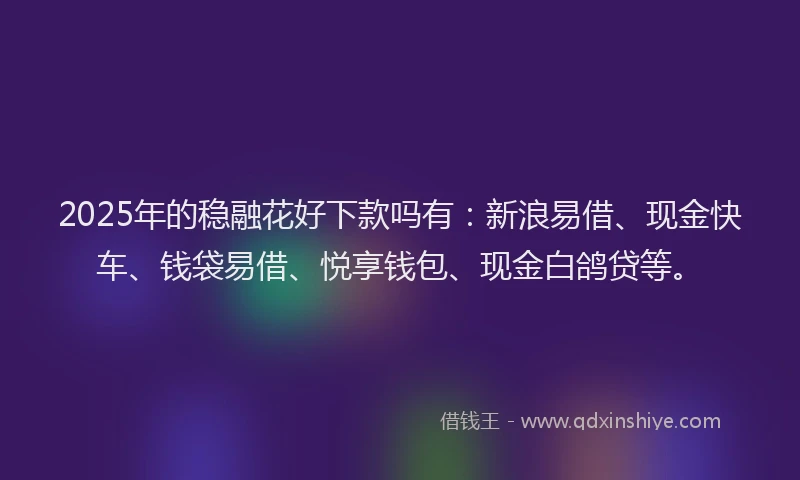 2025年的稳融花好下款吗有：新浪易借、现金快车、钱袋易借、悦享钱包、现金白鸽贷等。