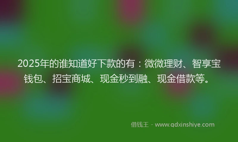 2025年的谁知道好下款的有：微微理财、智享宝钱包、招宝商城、现金秒到融、现金借款等。