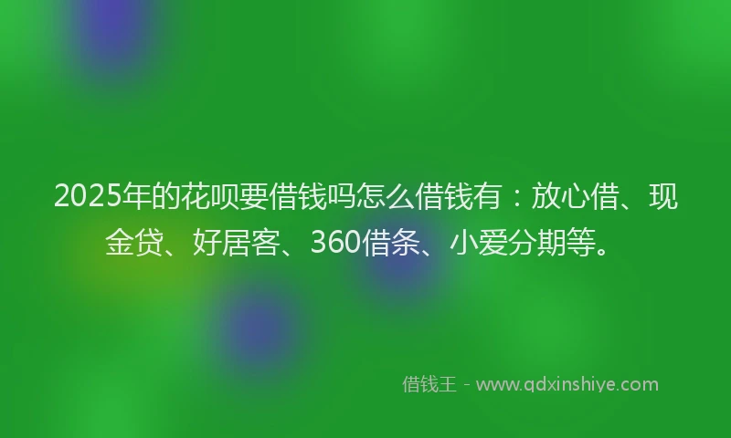 2025年的花呗要借钱吗怎么借钱有：放心借、现金贷、好居客、360借条、小爱分期等。