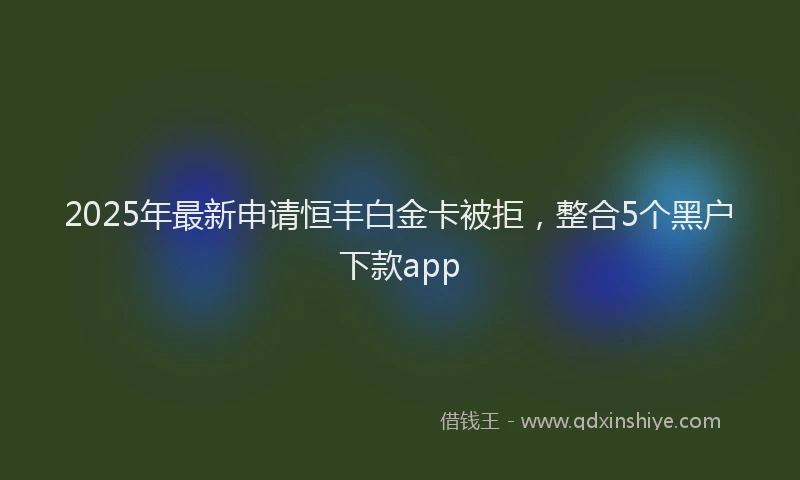 2025年最新申请恒丰白金卡被拒，整合5个黑户下款app
