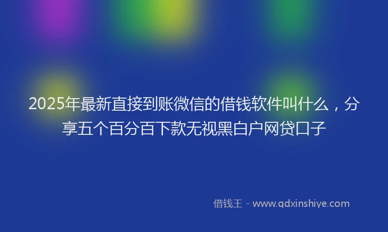 2025年最新直接到账微信的借钱软件叫什么，分享五个百分百下款无视黑白户网贷口子