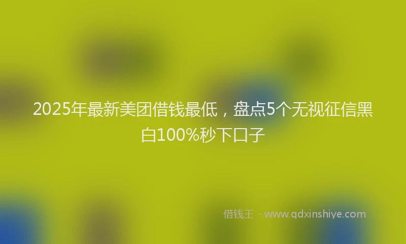 2025年最新美团借钱最低，盘点5个无视征信黑白100%秒下口子