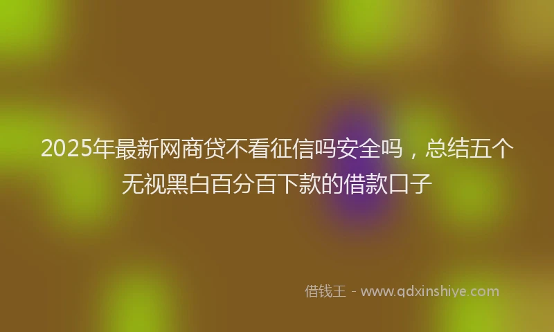 2025年最新网商贷不看征信吗安全吗，总结五个无视黑白百分百下款的借款口子