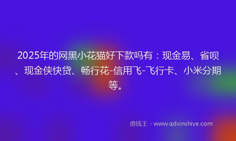 2025年的网黑小花猫好下款吗有：现金易、省呗、现金侠快贷、畅行花-信用飞-飞行卡、小米分期等。