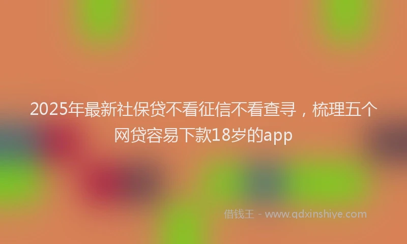 2025年最新社保贷不看征信不看查寻，梳理五个网贷容易下款18岁的app