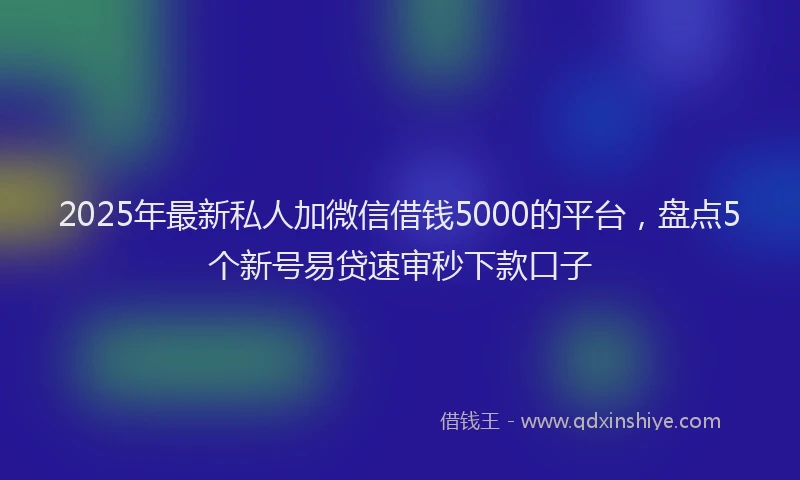 2025年最新私人加微信借钱5000的平台，盘点5个新号易贷速审秒下款口子
