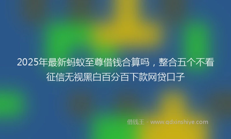 2025年最新蚂蚁至尊借钱合算吗，整合五个不看征信无视黑白百分百下款网贷口子