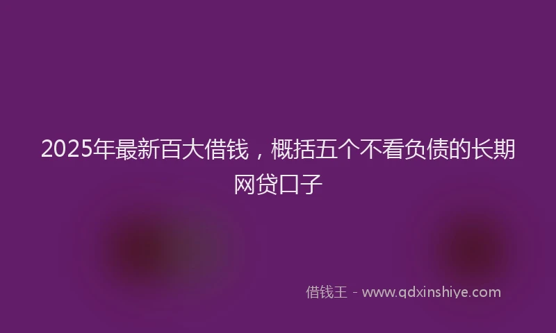 2025年最新百大借钱，概括五个不看负债的长期网贷口子