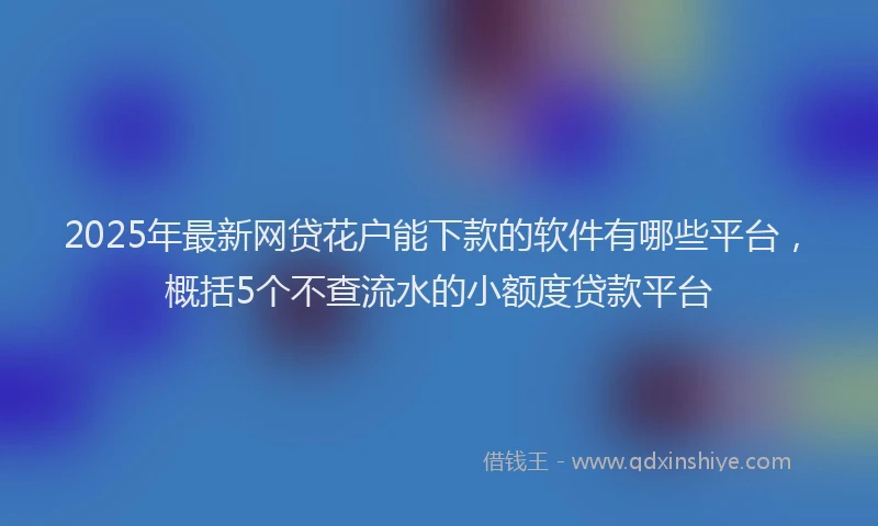 2025年最新网贷花户能下款的软件有哪些平台，概括5个不查流水的小额度贷款平台