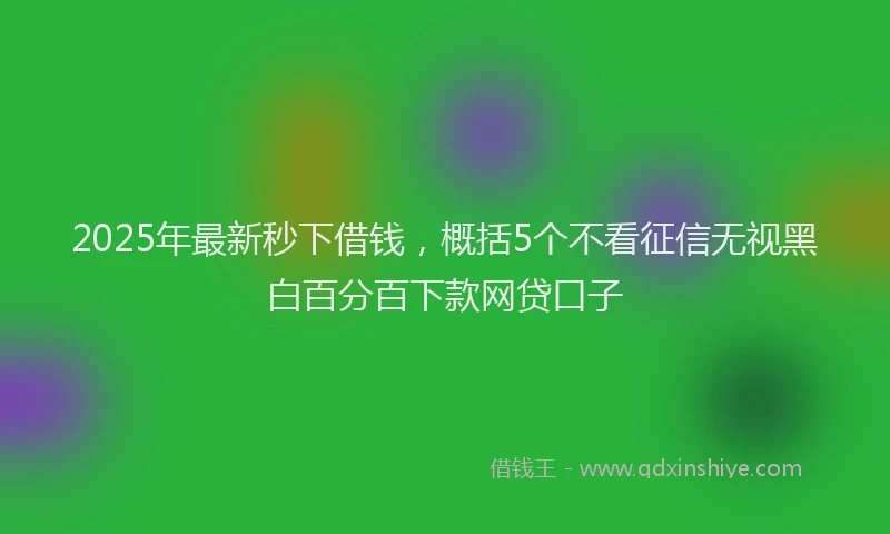 2025年最新秒下借钱，概括5个不看征信无视黑白百分百下款网贷口子